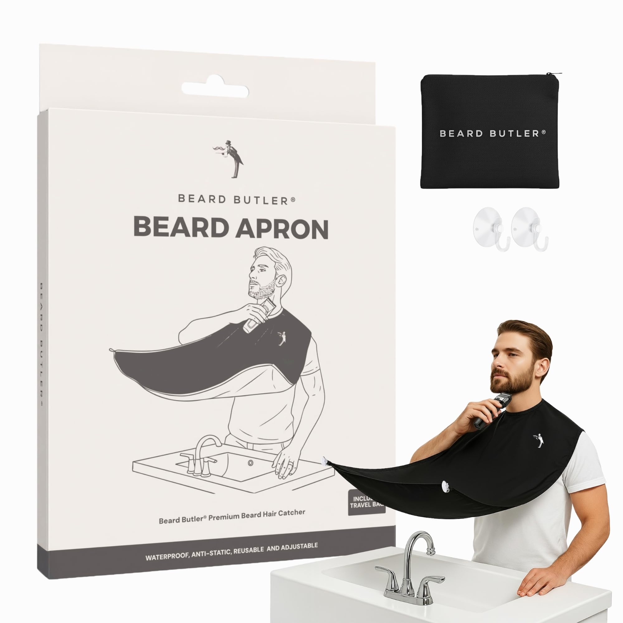 Beard Apron Beard Hair Catcher for Men – Shaving Apron – Includes Travel Case