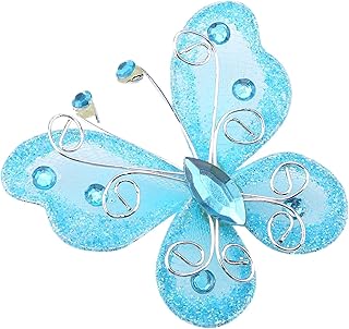 Mariposa de Malla Colorida de 6 Cm, 24 Piezas de Malla de Alambre con Purpurina de Mariposa, Medias de Malla de Bricolaje, Mariposa para Decoración de Ropa de Fiesta de Boda, (B)