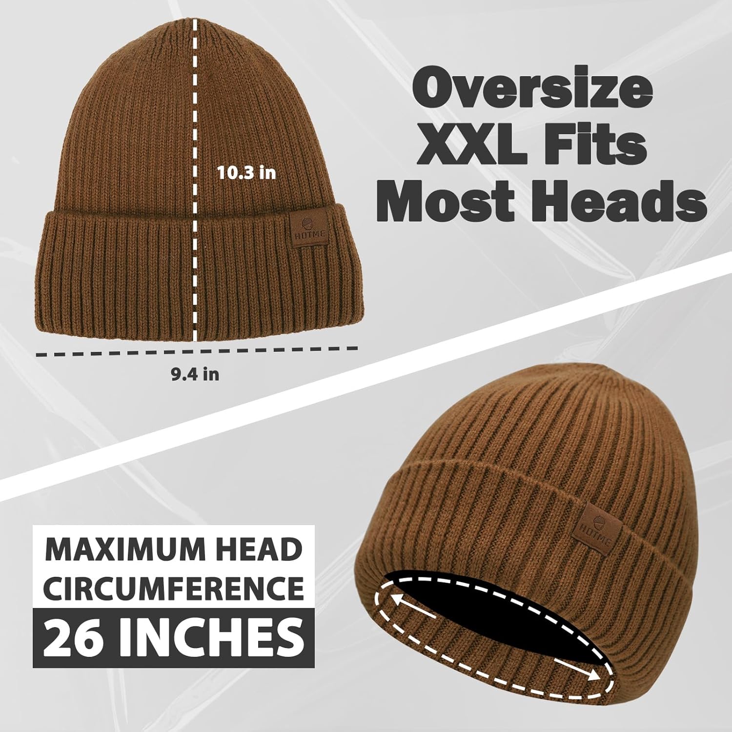 Oversize XL/XXL Merino Wool Beanie Hat for Men - Fleece Lined Large Winter Hat Ski Skull Cap for Big Heads - Image 3