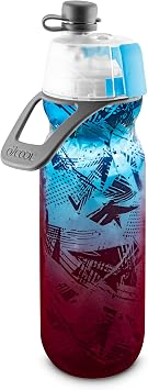 O2COOL Mist N Sip 20 oz Misting Sports Water Bottle Ombre Prism Red