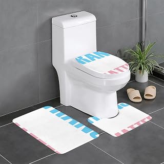 LDGSUPH Trans Transgender Lives Matter -LGBT Proud 3-Piece Flannel Bath Mat Set, Super Absorbent Toilet Seat, and Soft Plush Bathtub Mat Floor 24x16in.