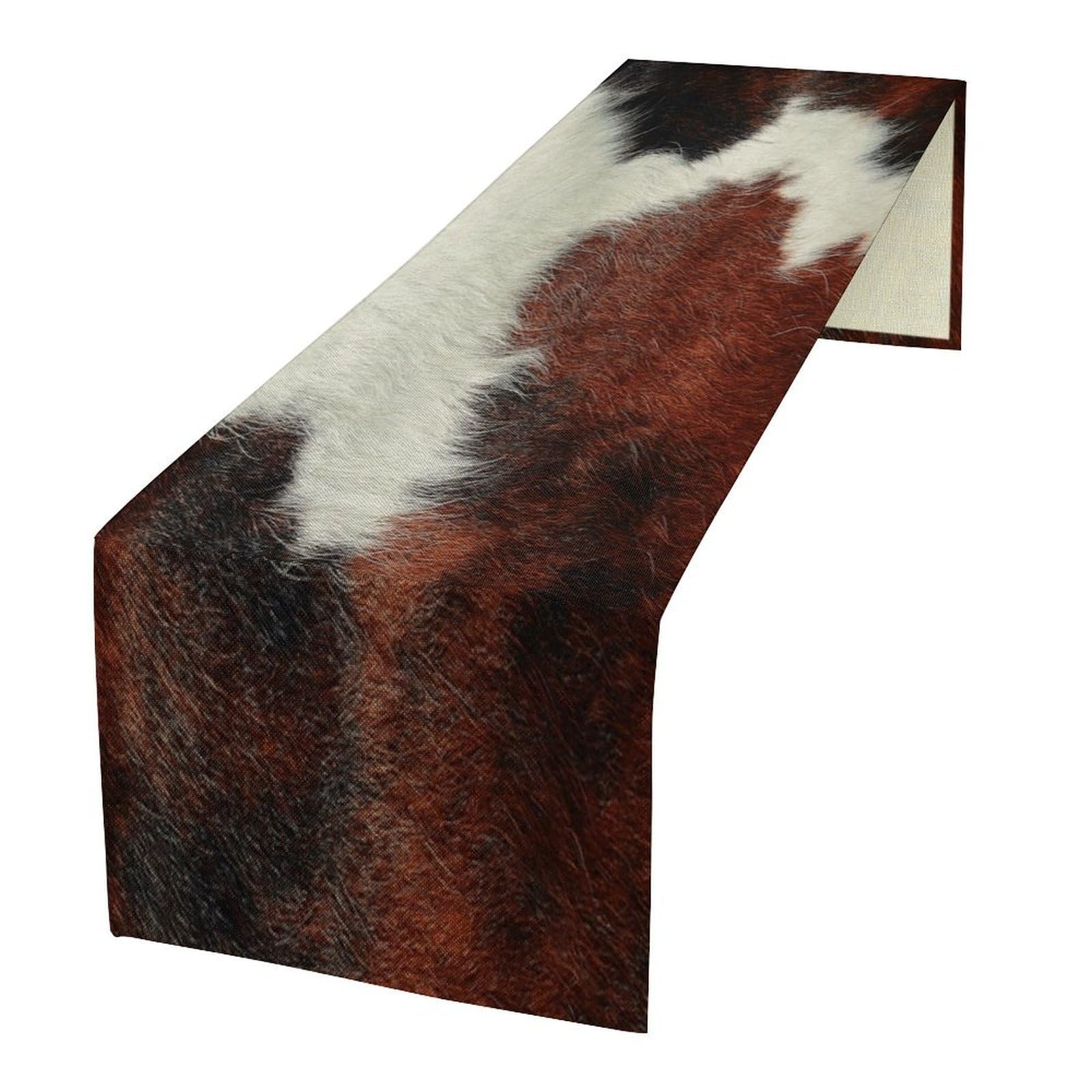 Cow Skin Print Table Runner, Rustic Country Farmhouse Animal Fur Skin Western Farm Black Brown Cowhide Print Dinner Runner Table Decoration for Home Kitchen Dining 13x70in