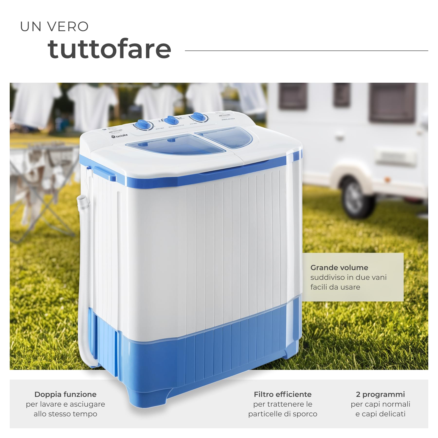 DAZZLEEX Lavatrice Portatile Ricaricabile 1L, 3000mAh, 15000 Rpm, Per Intimi E Viaggi, Bianca - 2