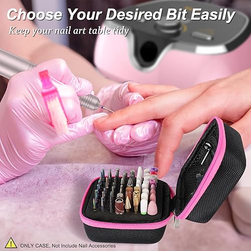 Miniatura 3 de YaFex - Soporte para brocas de uñas  Contenedor organizador de brocas de uñas Efile, organizador portátil a prueba de polvo para herramientas de