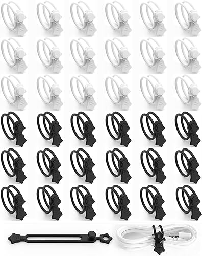 Miniatura 18 de Paquete de 52 bridas de silicona para cables, correas organizadoras de cables reutilizables con 2 métodos de unión, gestión de cables duraderos y