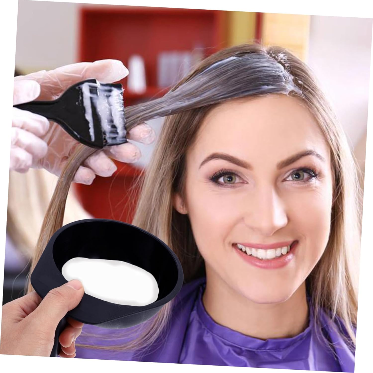 Hair Dye Bowls ，Hair Mixing Bowl ，4pcs Tinting for Easy Application Reusable and Washable Tools