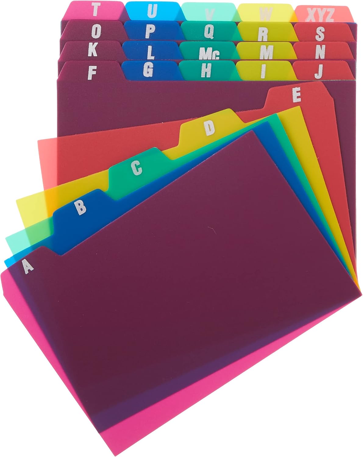 Oxford 41 (1000 PK) Ruled Index Cards, 4" x 6", White, 1,000 Cards (10 Packs of 100) (41) & Poly Index Card Guides, Alphabetical, A-Z, Assorted Colors, 4" x 6" Size, 25 Guides per Set (73154)