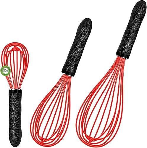 GDDGCUO Batidor de silicona para utensilios de cocina antiadherentes, batidores de alambre grueso, batidor de huevos perfecto para mezclar, batir y