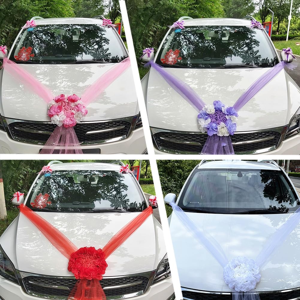 Décoration de voiture de mariage - Fleurs artificielles - Décoration de voiture - Arche de fleurs