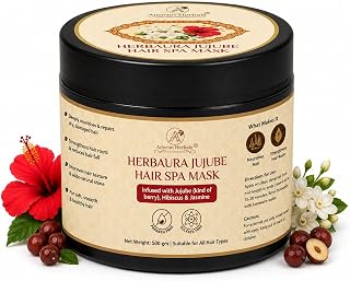 Jujube Hair Spa Mask with Jujube Fruit Oil, Berry, Hibiscus & Jasmine | Deep Conditioning Hair Mask for Dry & Damaged Hair | For Smooth Soft & Shiny Hair | Scalp Nourishment Suitable for All Hair Types (500Gm)