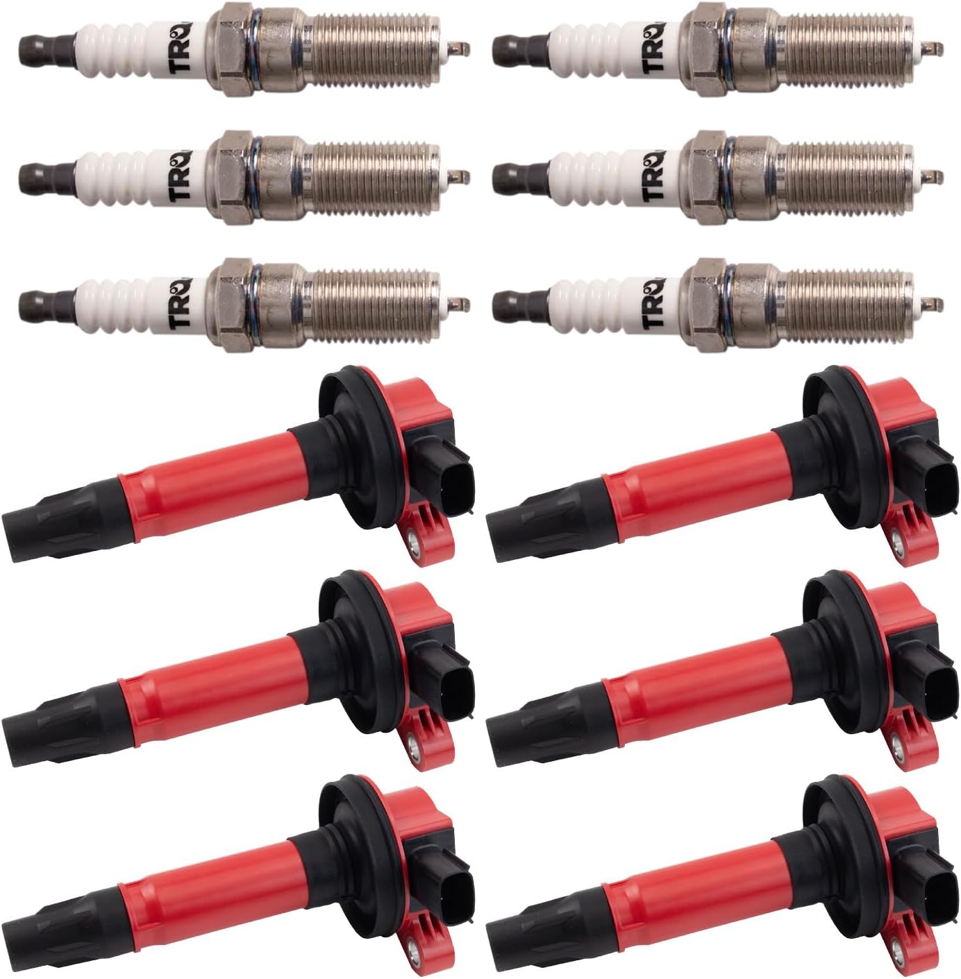 TRQ Ignition Coil and Spark Plug Kit 12 Piece Iridium Spark Plugs Compatible with 2016-2019 Ford Taurus 2017-2019 Police Interceptor Sedan