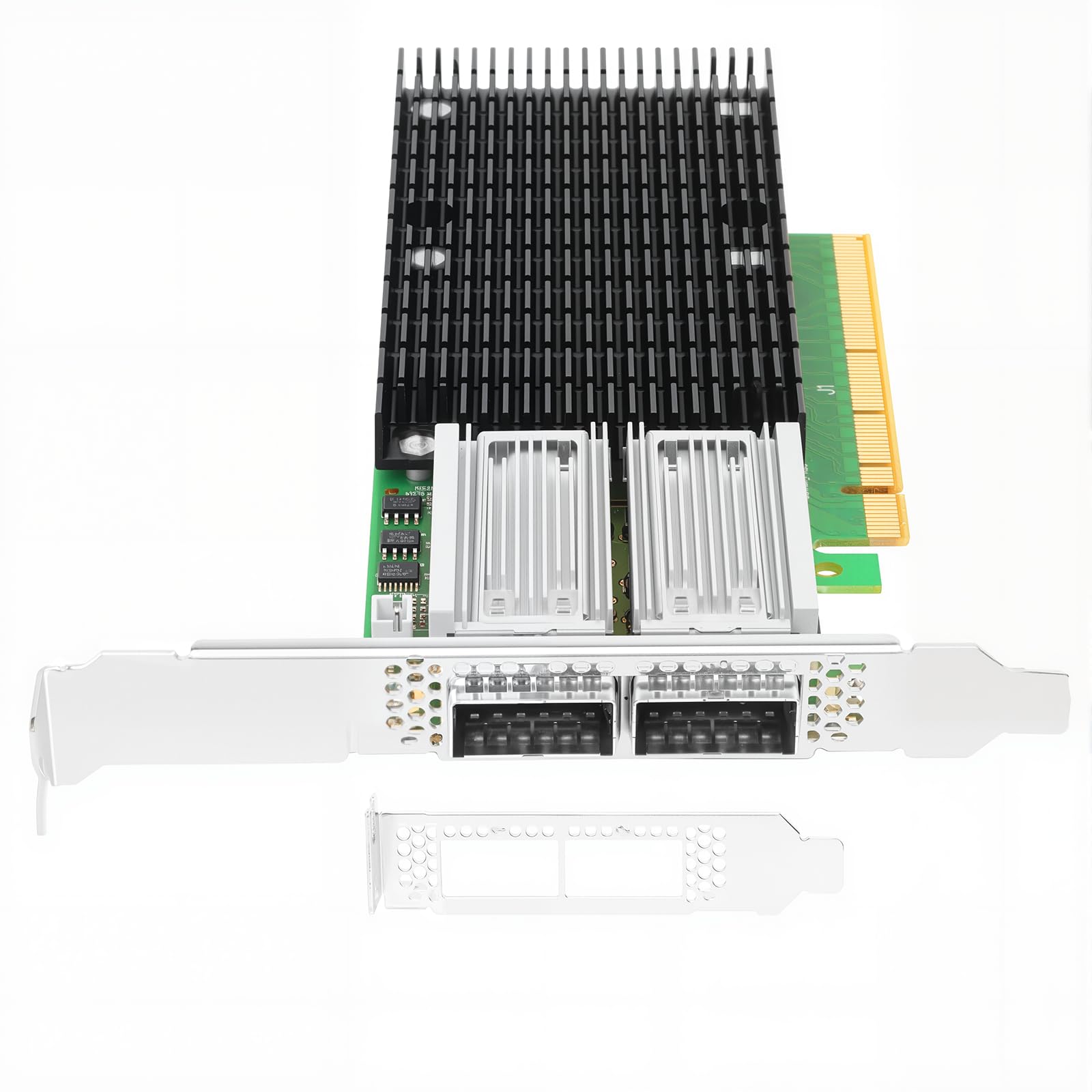 Dual Port 100G QSFP28 PCIe 3.0 x16 VPI Network Adapter Card, Compatible with MCX456A-ECAT ConnectX-4, 100GbE Ethernet & EDR InfiniBand RDMA Server NIC for HPC AI Training