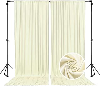 10 x 7 Feet Ivory Backdrop Curtain for Partie, Background Curtains for Photoshoot, Birthday, Wedding, Halloween, Thanksgiving, Christmas, New Year Party Decorations 5Ft x 7Ft, 2 Panels