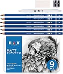 H & B Drawing Pencils Set, 33 Pieces Sketch Pencils & Drawing Kit, Includes Sketch Pad, Graphite Pencils, Charcoal Sticks and Eraser, Supplies for Artists/Adults