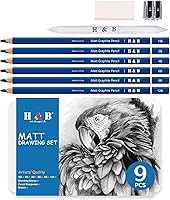Vista 1 de H & B Lápices de boceto profesionales de 9 piezas, lápices mate para bocetos, juego de lápices de boceto para dibujo, sombreado y bocetos