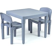 Humble Crew Kids Plastic Table and Chairs Set, Grey Table & Chairs