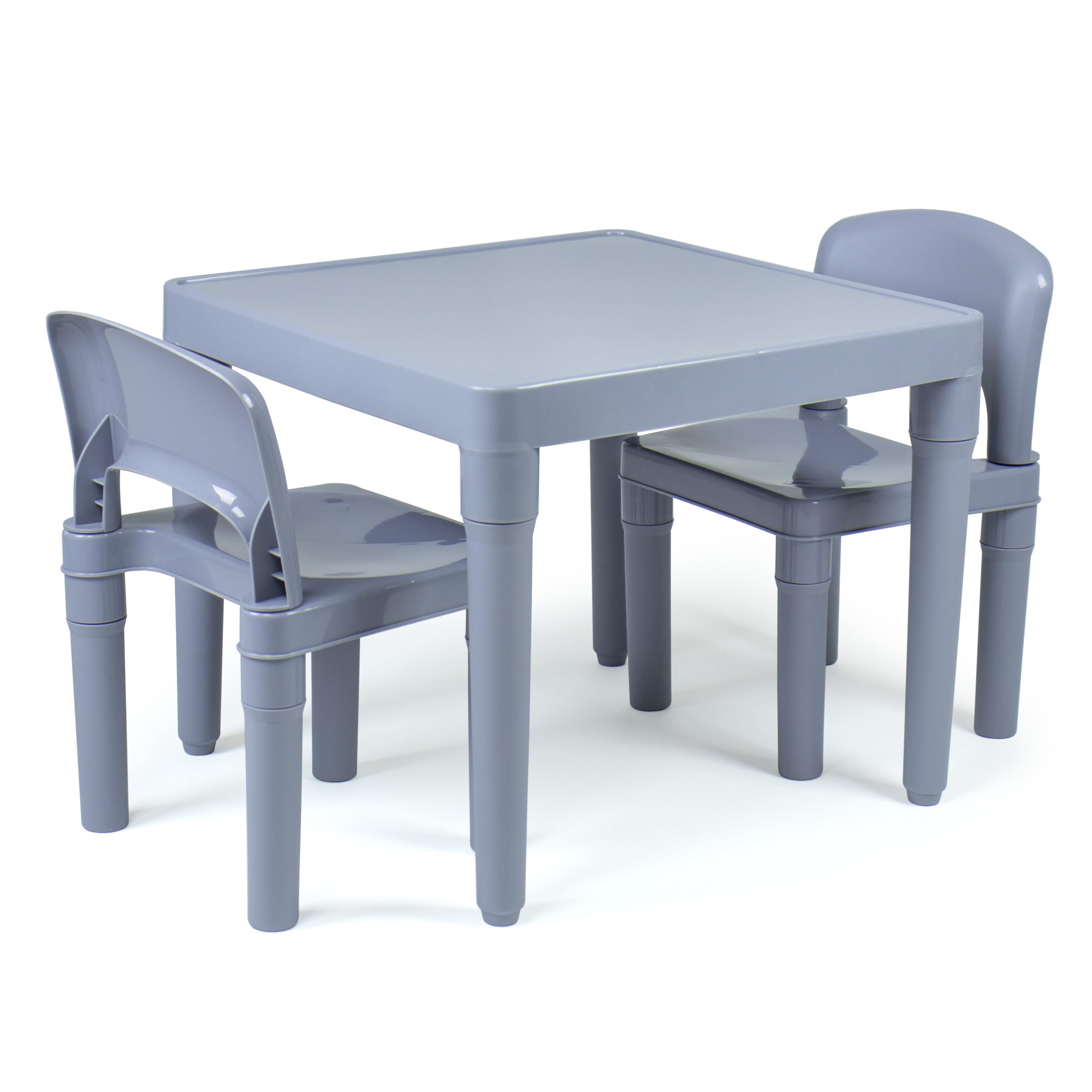 Humble Crew Kids Plastic Table and 2 Chairs Set, Grey Table with Chairs, Lightweight Toddler Activity Table for Ages 3-6, Easy Snap-Together Assembly, Durable Playroom Furniture