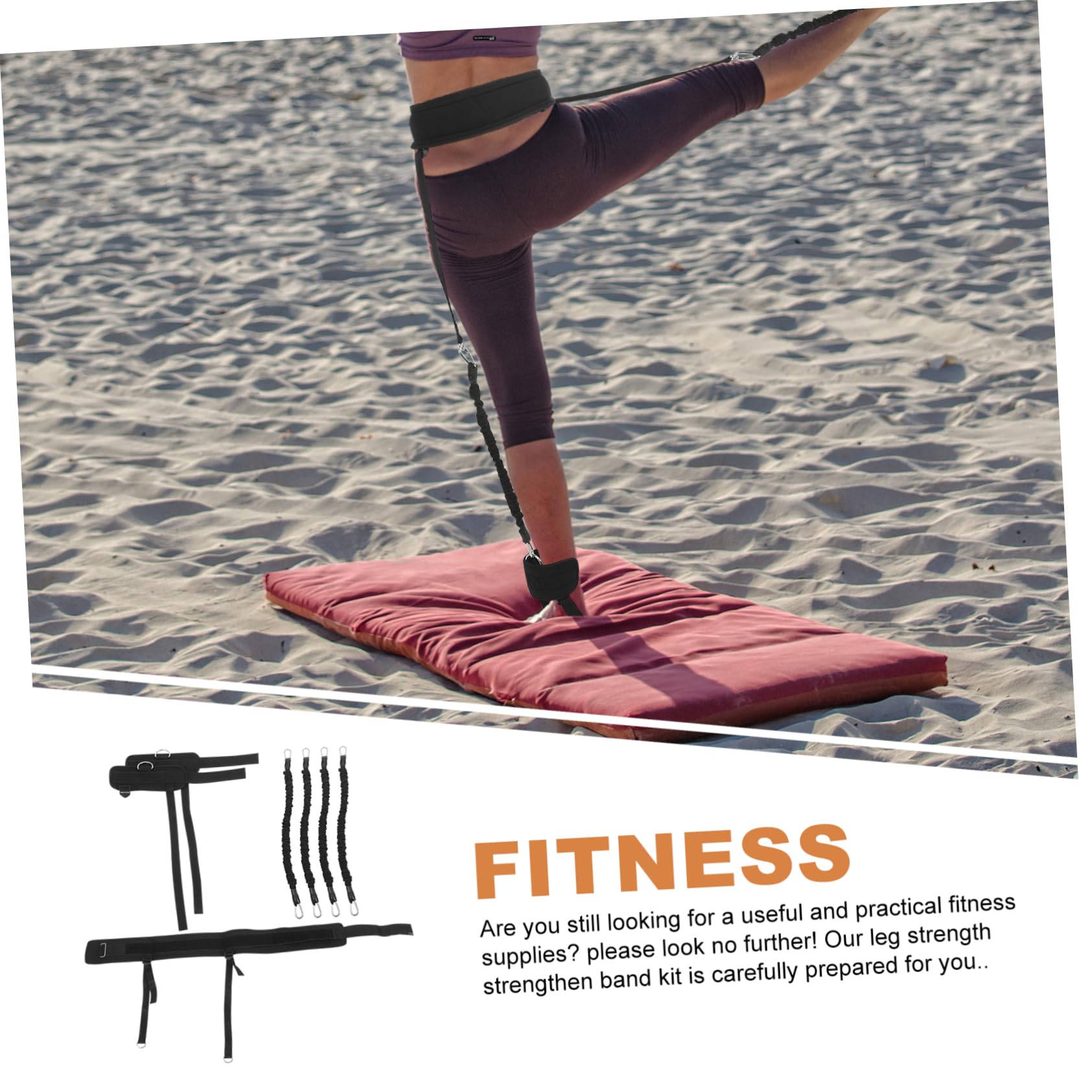 Luxshiny 1 set Fasce Elastiche per Allenamento con Cavigliera e Cintura Attrezzatura Fitness Indoor per Esercizi Stretching e Potenziamento Muscolare Adatto per Yoga e Allenamenti Della