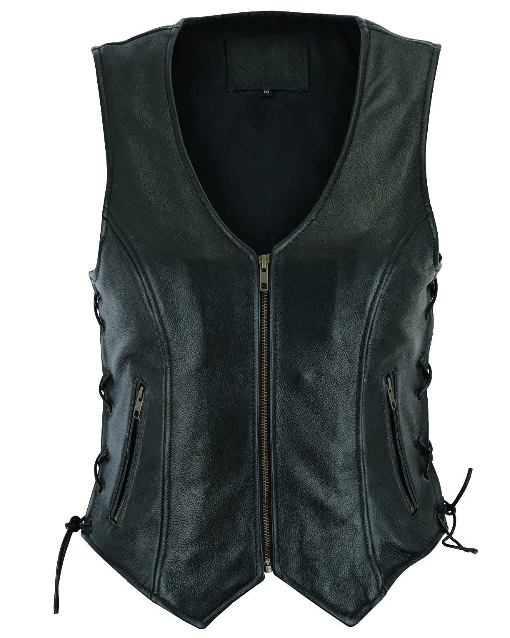 Gilet in Pizzo Laterale Stile Motociclista da Donna in Pelle