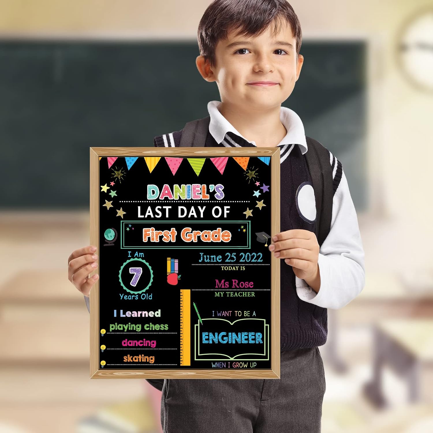 SpringFlower First & Last Day of School Chalkboard Sign image 5
