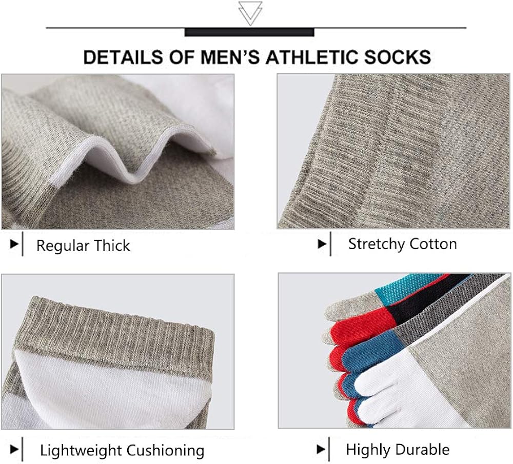 VWELL Men's Toe Socks Cotton Crew Five Fingers Socks Women Low Cut Running Athletic Socks 4 Pairs Size 8-11 : Clothing, Shoes & Jewelry