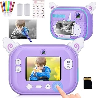 Tohsssik Instant Print Selfie Camera for Kids, Digital Zero Ink Video Camera 1080P FHD Rechargeable Kids Camera, Ideal Toy...