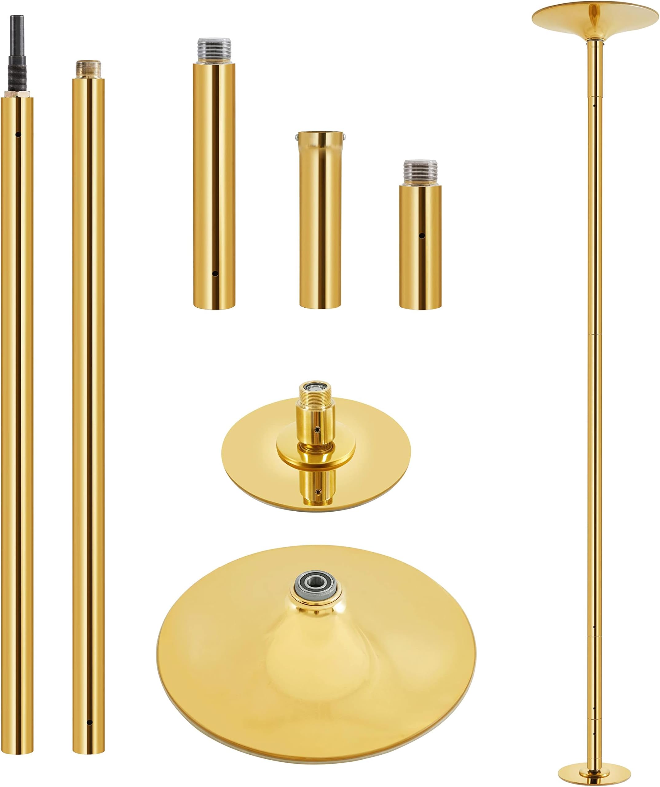 Yaheetech Professional Stripper Pole Spinning Static Dancing Pole Portable Removable 45mm Dance Pole Kit for Exercise Club Party Pub Home w/Tools - Gold