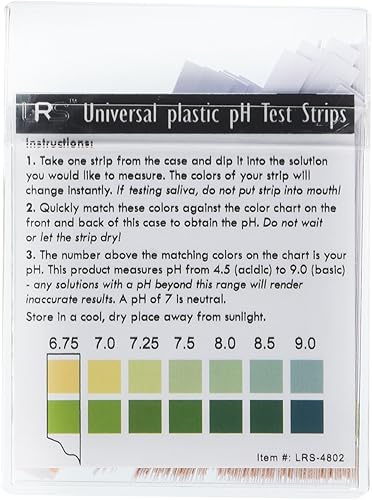 Vista 2 de Tiras de prueba de pH de plástico, aplicación universal (pH 4.5-9.0), 100 tiras para orina, saliva, acuarios, etc.