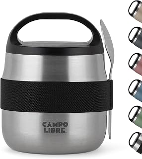 Campo Libre. Thermos Container for Food, 400ml Stainless Steel Thermos Cup Food with Spoon, Keep Hot Container Food, Mueslicup or Baby Porridge Hot Keeping Box, Thermometer Container Available in 6