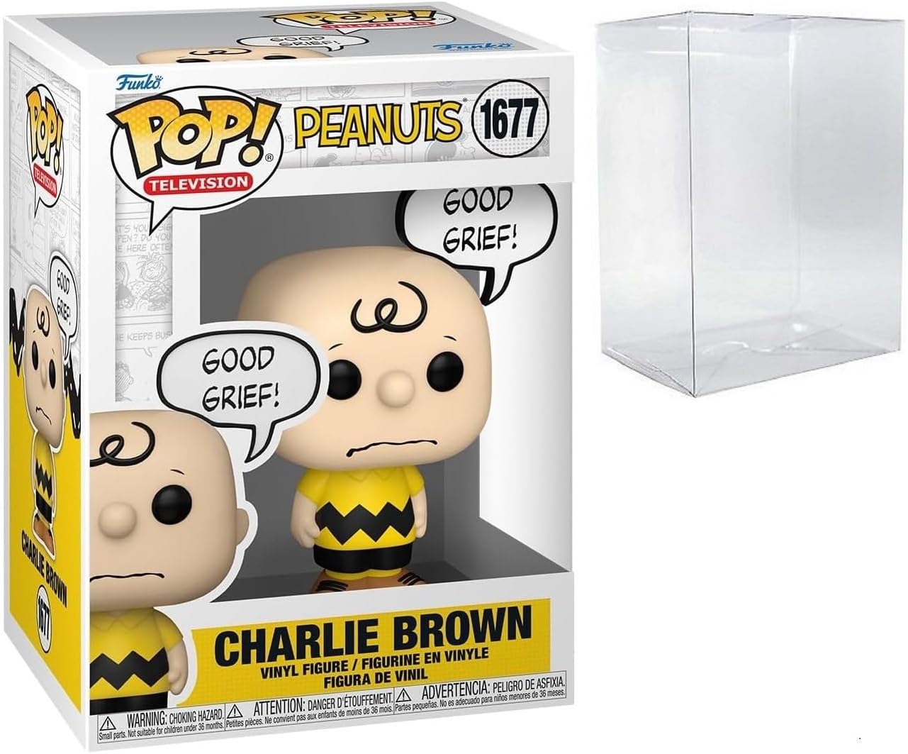 POP Animation: Peanuts - Charlie Brown (Good Grief!) Funko Vinyl Figure (Bundled with Compatible Box Protector Case) Multicolored 3.75 inches