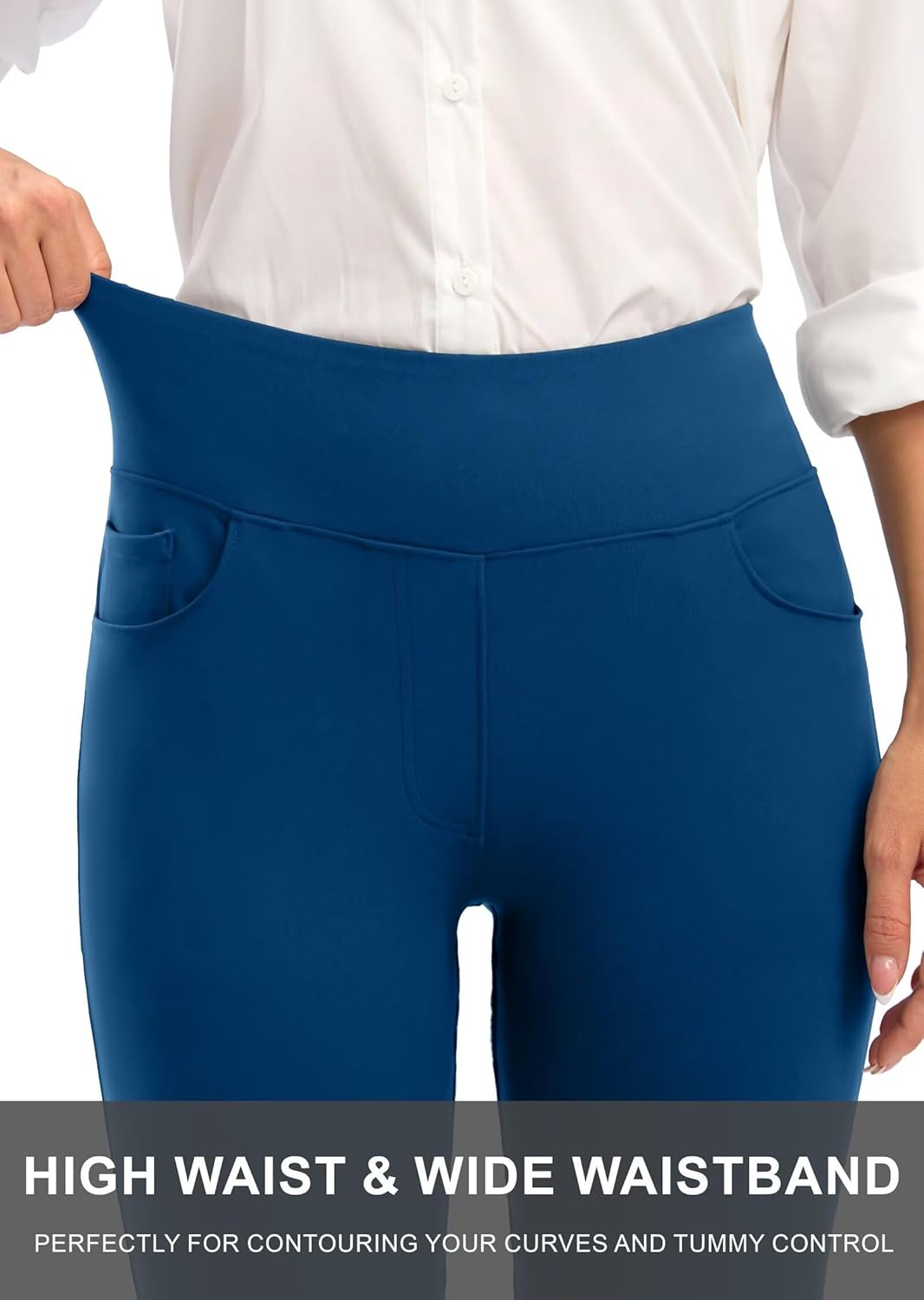 Rammus Womens High Waist Dress Pants with Pockets Business Casual Work Pants for Women Stretchy Skinny Slacks for Office - Image 4