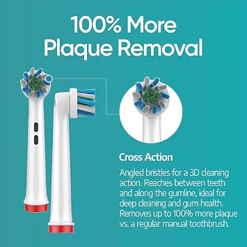 8 Pack Replacement Toothbrush Heads - Cross Action Compatible with Braun Oral-B Vitality, Pro, Smart & Genius Series Electric Toothbrushes
