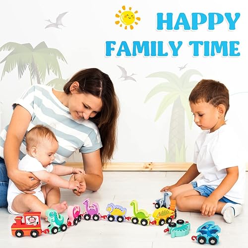 Miniatura 6 de Juguetes para niños de 2 a 3 años, juego de tren de animales de madera, juguetes Montessori para niños de 2 a 3 años, regalos de cumpleaños,