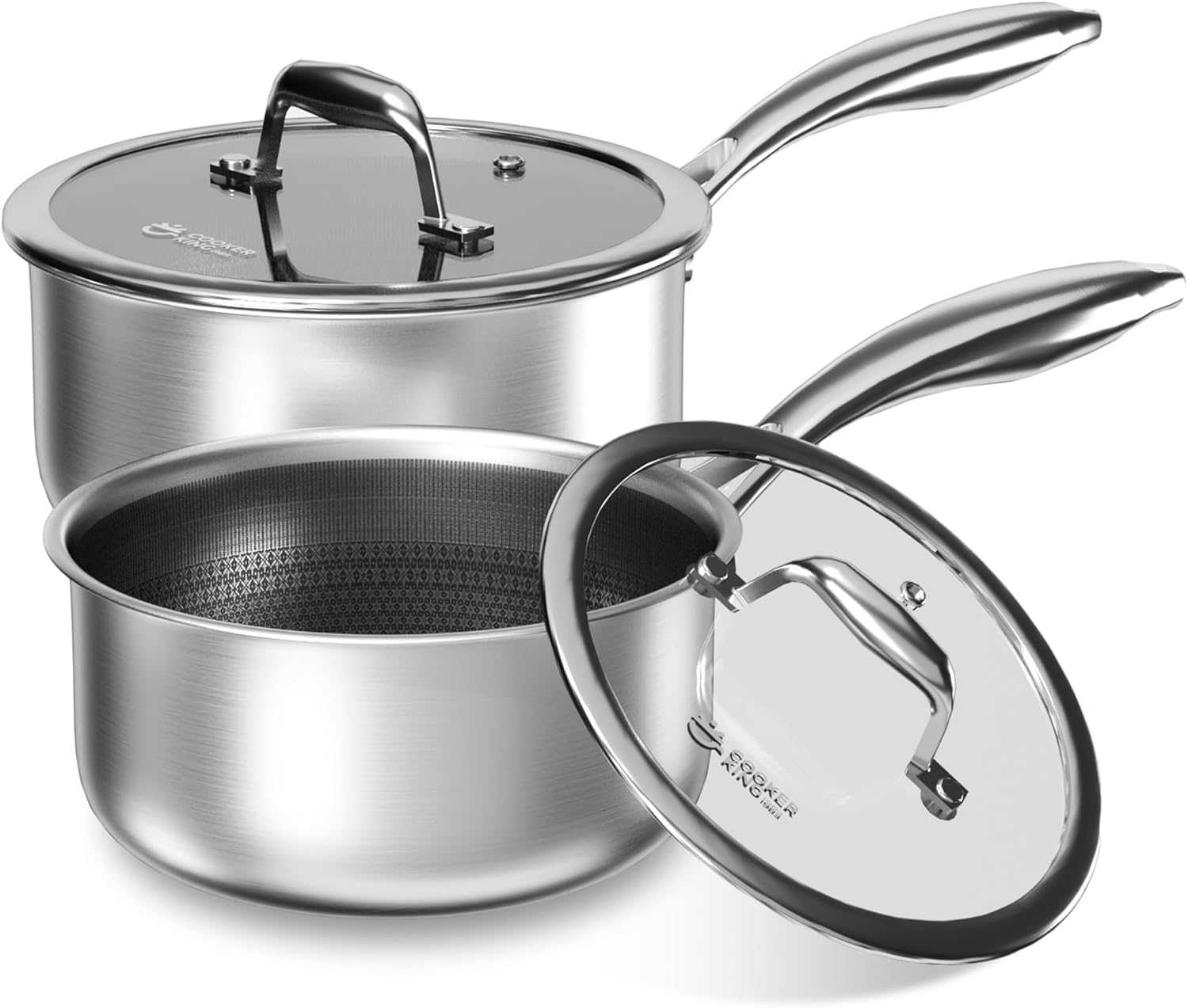 COOKER KING 1.5QT & 2QT Nonstick Saucepan Set – Induction Safe, Ceramic Free