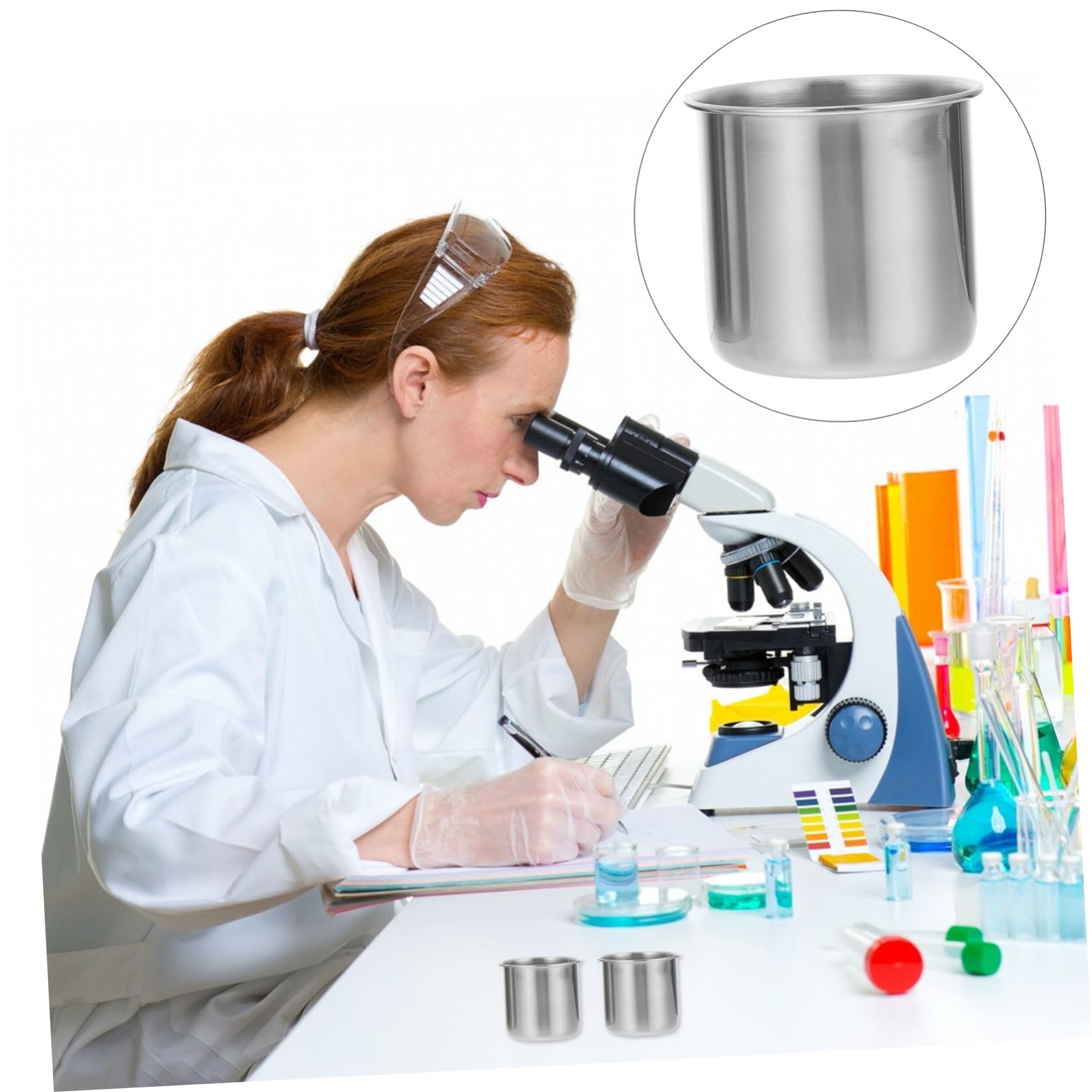 6 Piezas Taza Medicinal Inoxidable Vaso De Precipitados Medidas Tazas Vaso Medidor Inoxidable De Metal 304 Plata