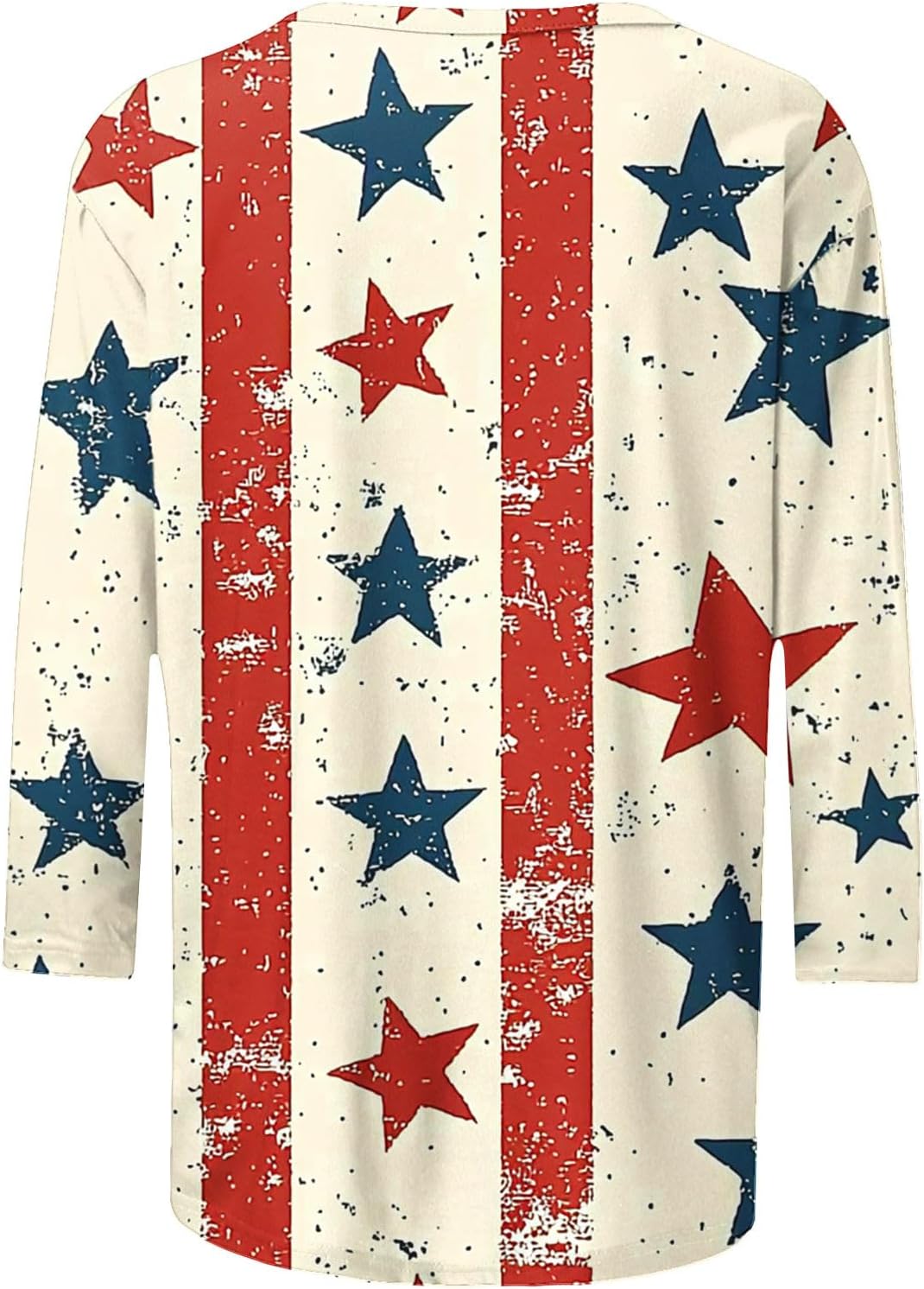 4th of July Womens Red White and Blue Shirts 3/4 Sleeve Patriotic Tops American Flag Graphic USA Tees Patriotic Tunics