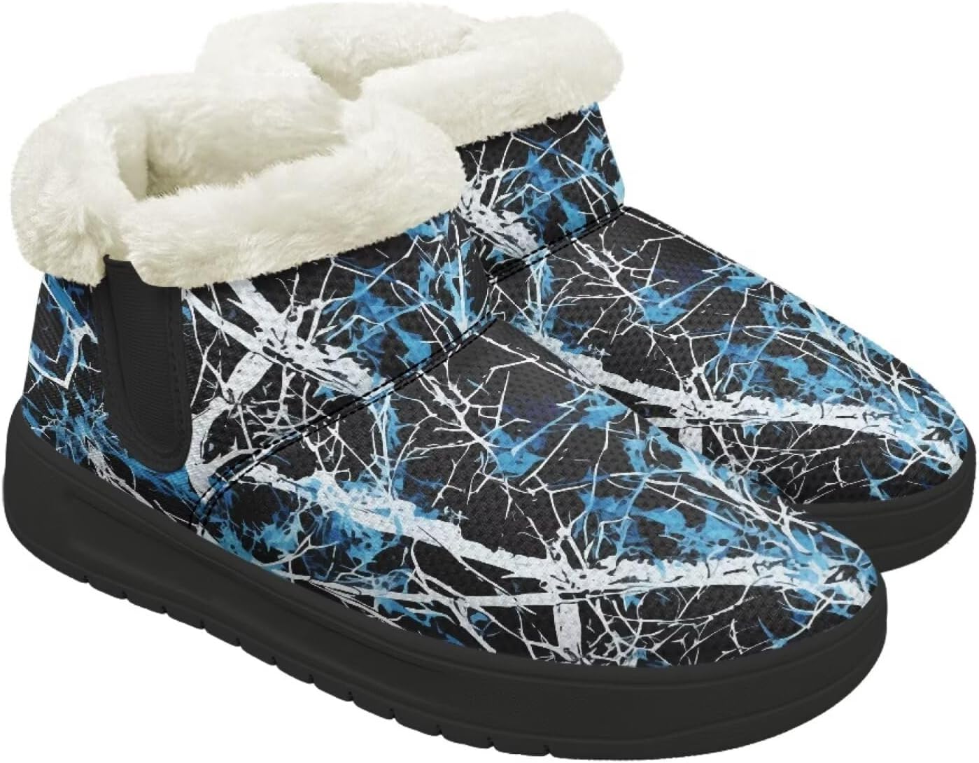 Howilath Snow Boots for Women Flannel Short Ankle Boots Anti Slip Winter Shoes with Black EVA Sole