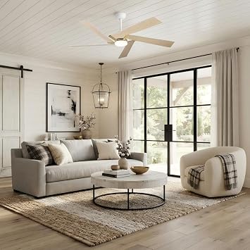 Ceiling Fans with Lights and Remote Modern White, 60 inch