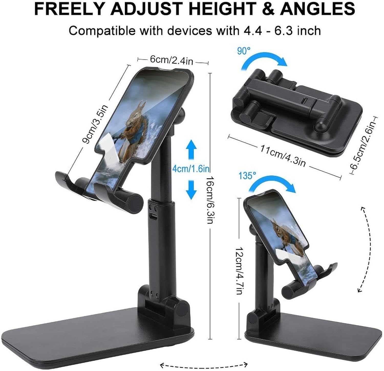Water Skiing Squirrel Cell Phone Stand Adjustable Desktop Phone Holder Folding Cell Phone Stand Cellphone Stands Compatible with 4-13 Inch Smartphones for Home Office&Gifts image 2