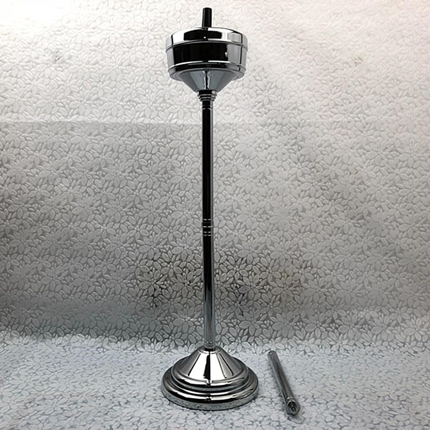 Standing Ashtray with Detachable Cigar Container, Adjustable Metal Cigarette Disposal Outdoor, Floor Standing Cigarette Butt Receptacle with Spinning Lid, for Home(Silver)