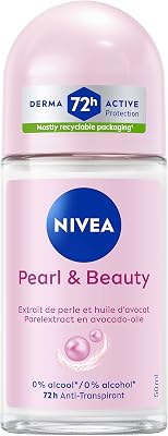 NIVEA - Déodorant Bille Pearl & Beauty - Déodorant Femme 72H Anti-Transpirant Aisselles - Extrait de Perles & Huile d'Avocat - 0% Alcool - Parfum Fleurs Délicates - Tous Types de Peaux - 50 ml