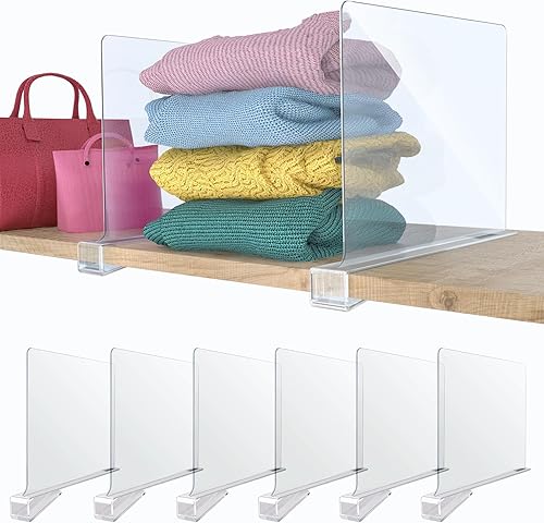 Divisores de estantes para organización de armario, separadores de estantes de acrílico transparente para armarios, separadores de estantes de