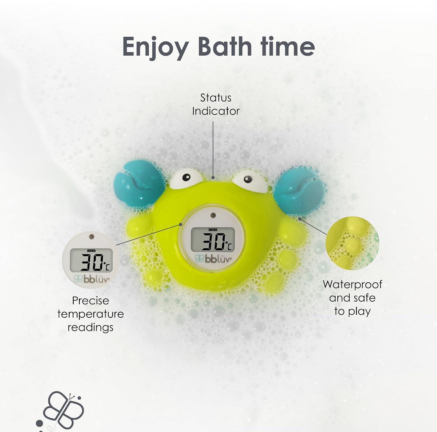 bblüv – Kräb 3-in-1 Bath Thermometer & Bath Toy – Fahrenheit