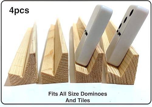 Miniatura 4 de Dominoes - Estante de dominó de madera para azulejos de dominó, 4 piezas, compatible con doble seis y doble nueve