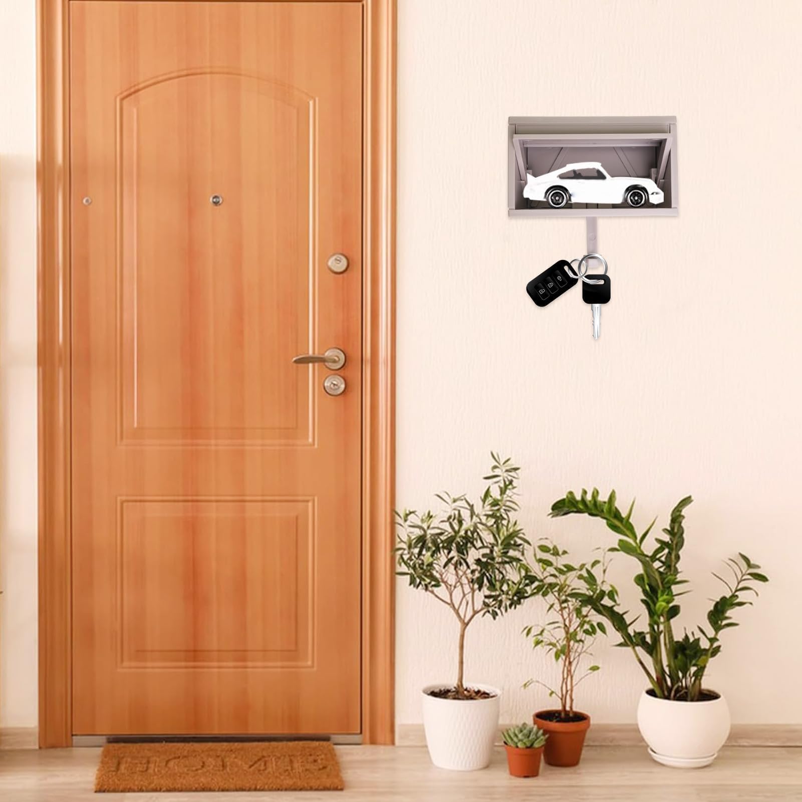 Portachiavi da garage, con luce a LED, supporto da parete per auto, per casa, appartamento, ingresso, ufficio, posta