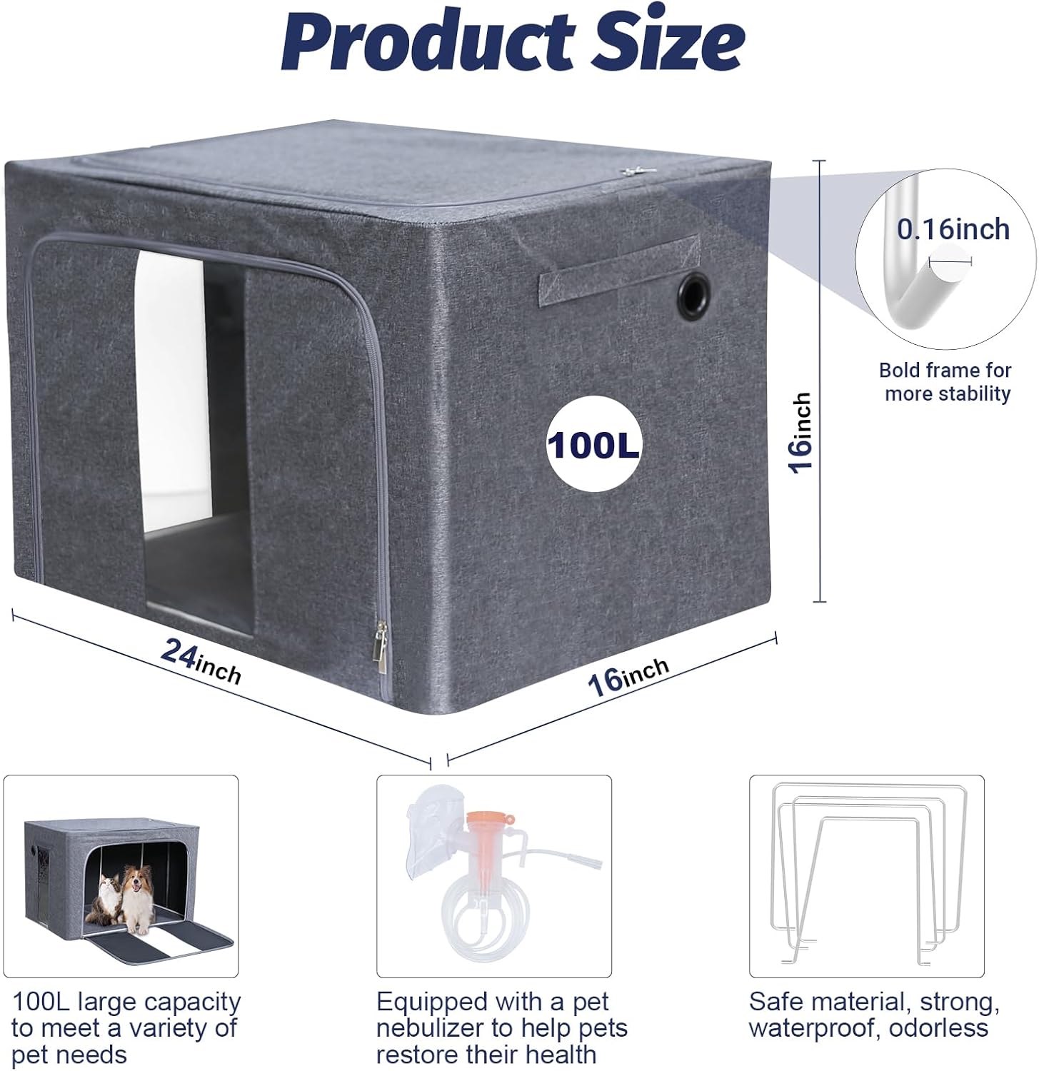 Puppy Incubator, Pet Atomization Oxygen Box, Incubator for Kitten and Puppies, Pet Nncubator with Nebulization Kit and Pets Blanket 100L