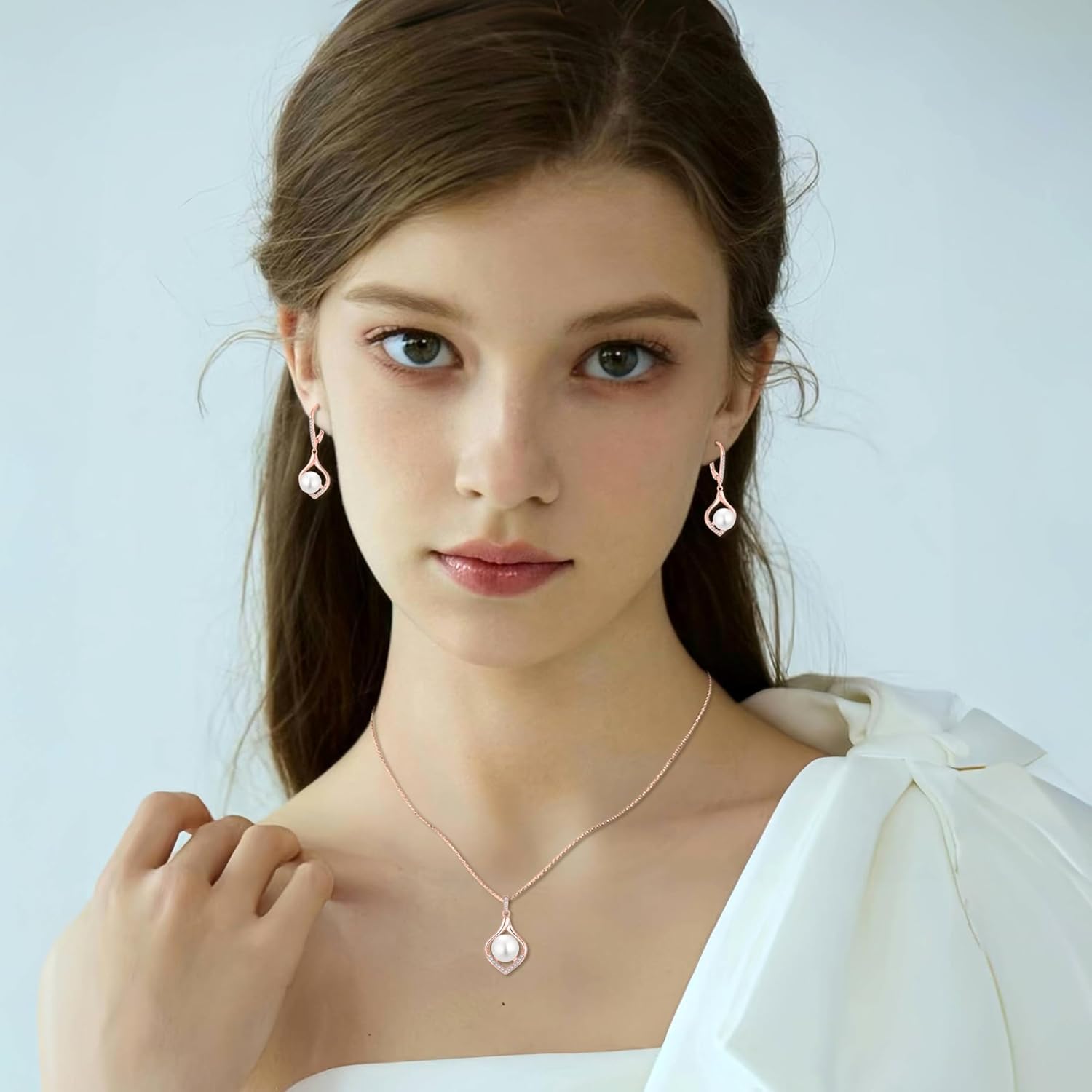 Pearl Necklace for Women 925 Sterling Silver Pendant Necklace with 10MM Pearl Jewelry Gifts for Her - Image 2