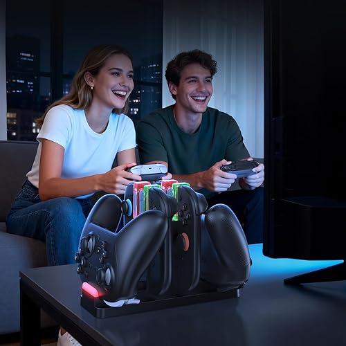 Miniatura 7 de FASTSNAIL Charging Dock Compatible with Switch 2 Joypad, Charging Stand for Switch 1/2 P Controller, Charging Orgnizer for Joycon 2 & for Pro Negro
