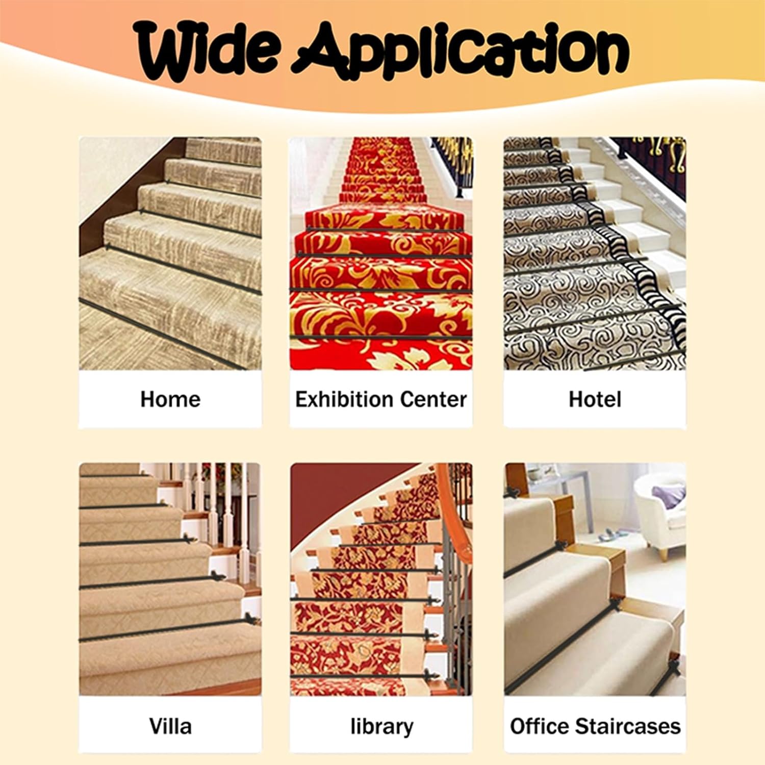 5/10/15/20 Pcs Stairwell Rug Runner for Carpet Stairs Rods, Apartment Staircase Rug Fixing Bar, Stair Fixing Bracket for Exhibition Center/Museum(15pcs,45.3in/115cm)
