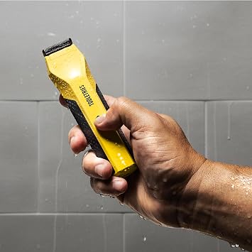 TOOLETRIES The Shearer Groin Trimmer & Body Groomer with Accessories Set, Mens Waterproof Pubic Hair & Ball Trimmer, Rechargeable Wet/Dry Electric Shaver for Chest, Legs & Sensitive Areas - Yellow